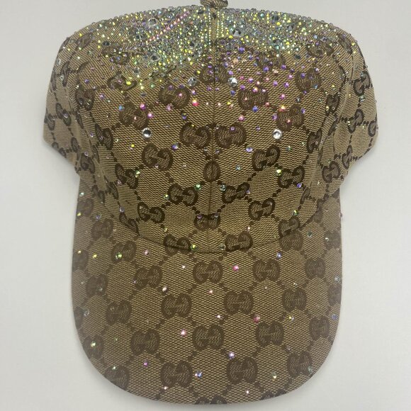 RARE Gucci GG Crystal Canvas Baseball Hat Camel Dark Brown - Picture 3 of 10